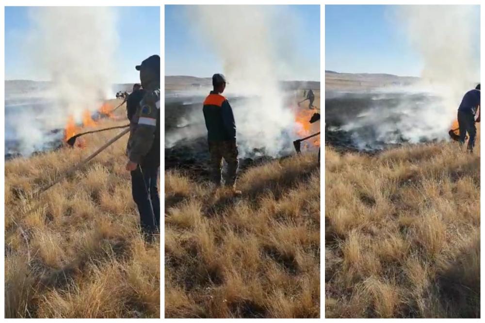 On September 20, 2022, dry grass caught fire on the territory of the Bursak junction station of the East Kazakhstan branch of «Dosjan temir joly» JSC
